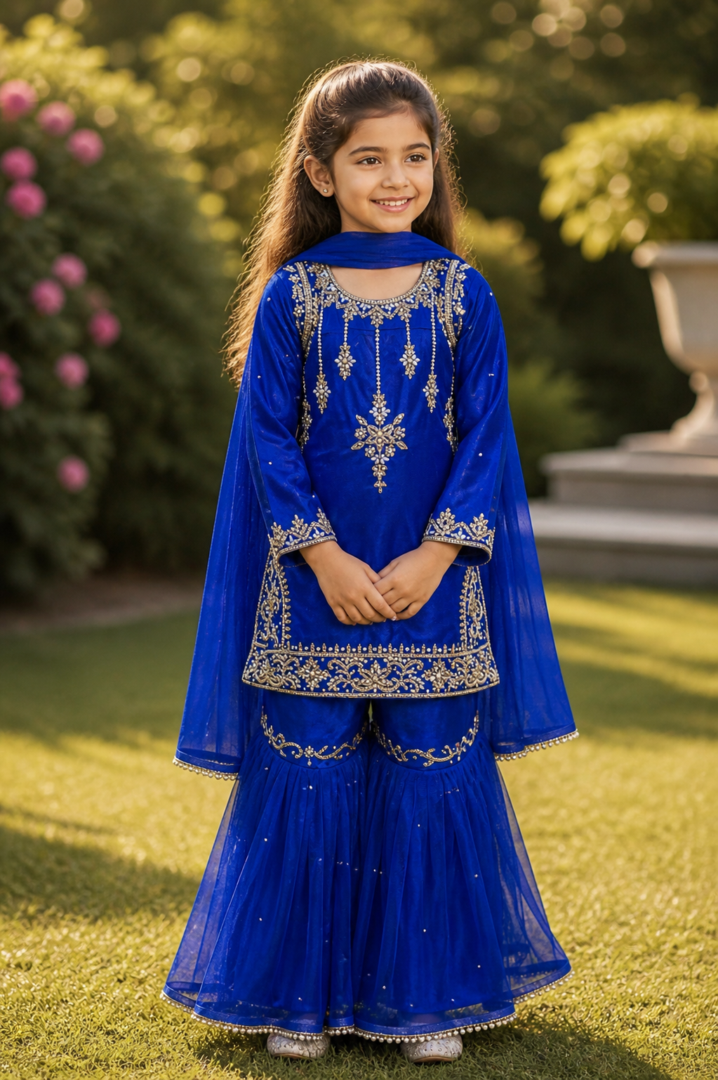 chandsharara in royal blue 2-9 yrs kme012c1