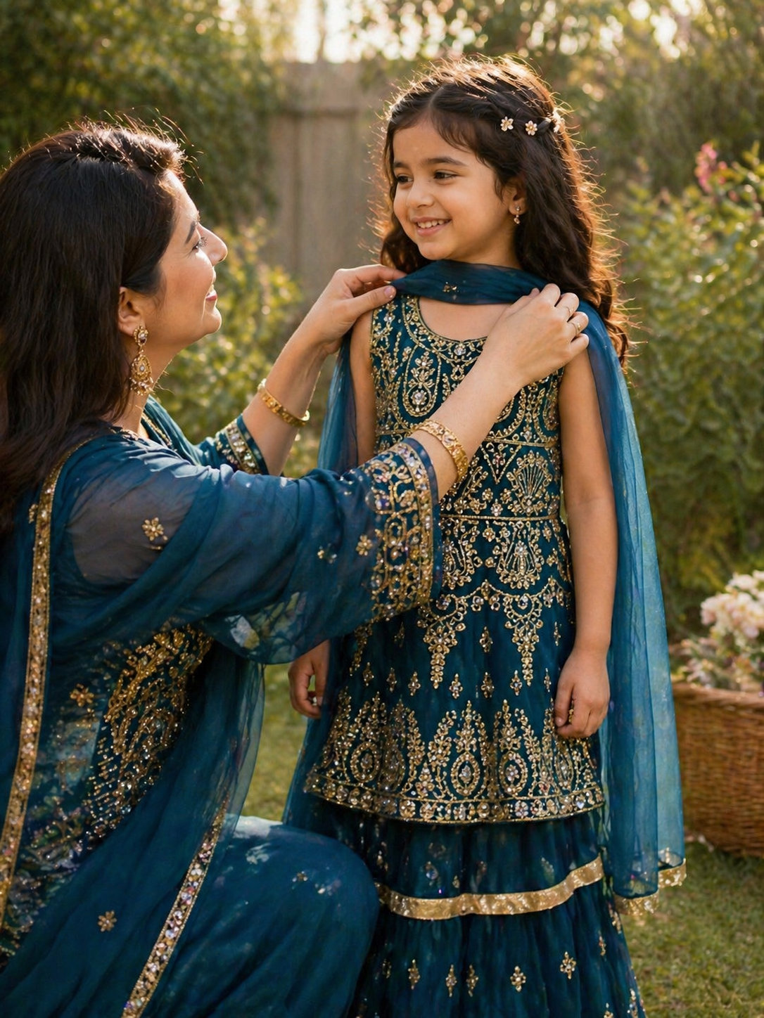 Girls Teal Embroidered lehenga Suit – Luxury Kids Pakistani Wedding, Eid & Party Wear Outfit KMO014C1