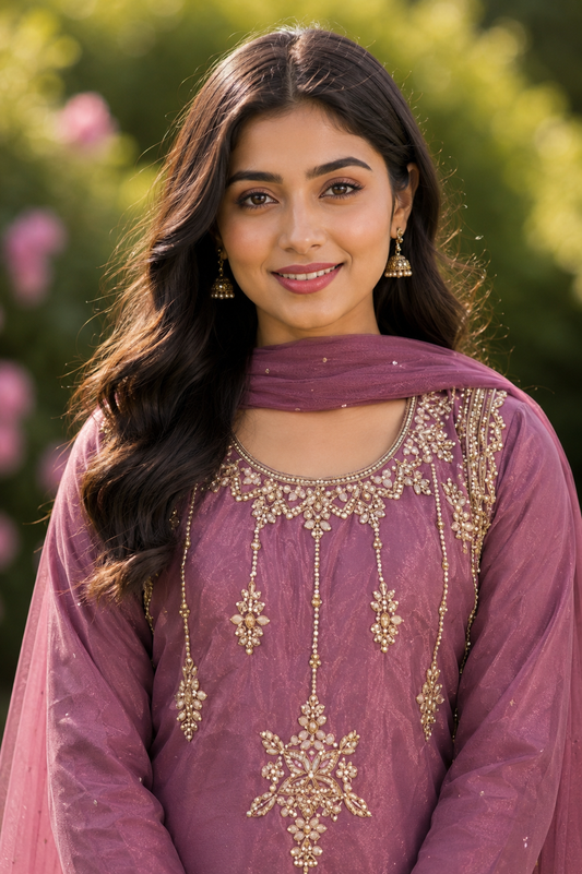 Store work garara outfit in dark lilac