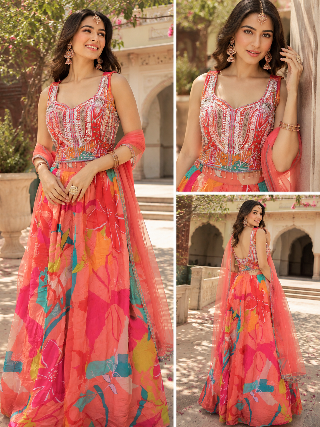 Colourful summer lehenga with beads work