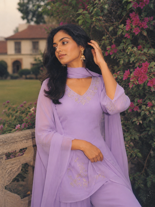 90s kurti set in lilac for women y2k party wear