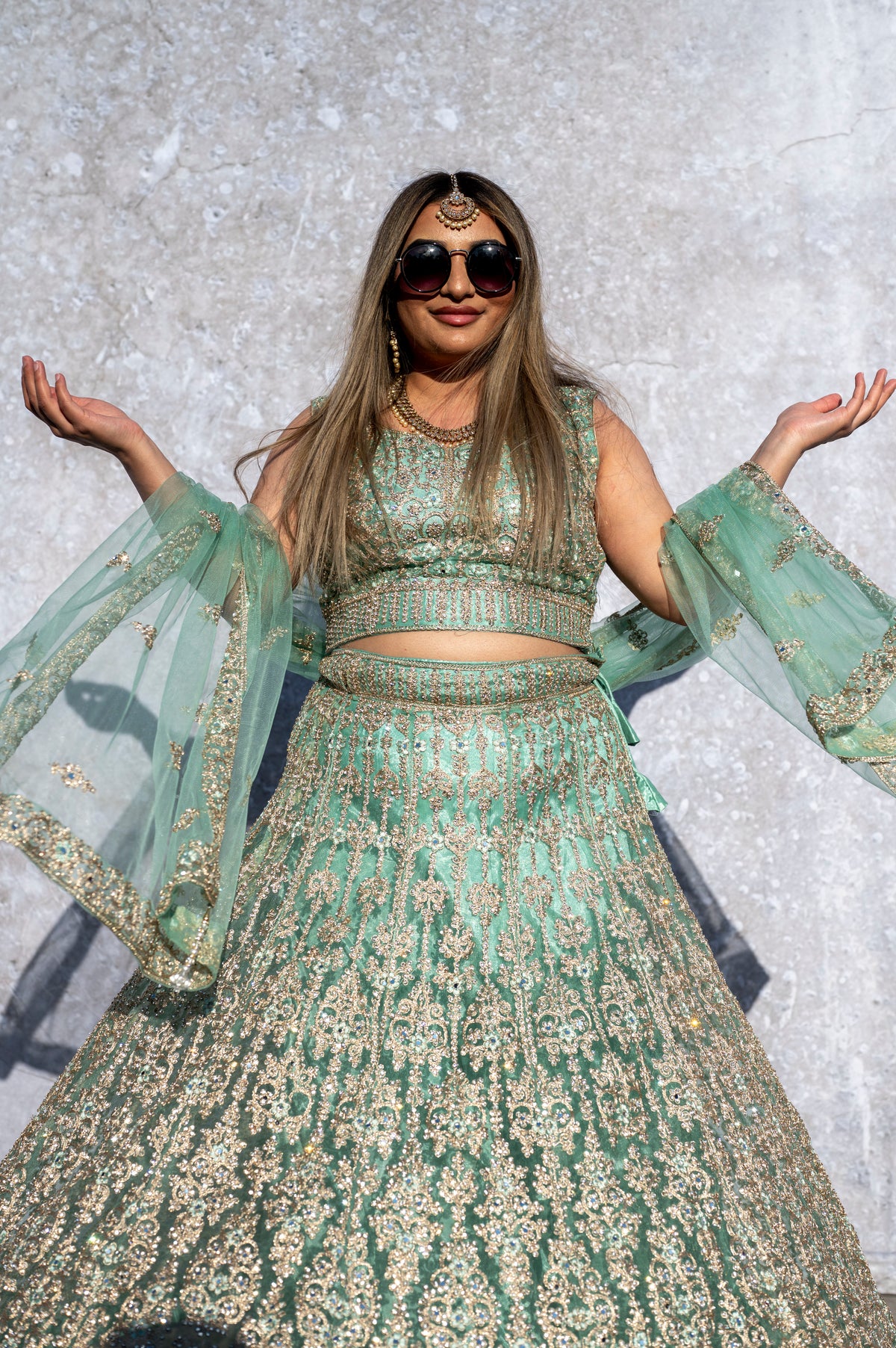 Kohinoor lehenga in mint green petite AF010C2