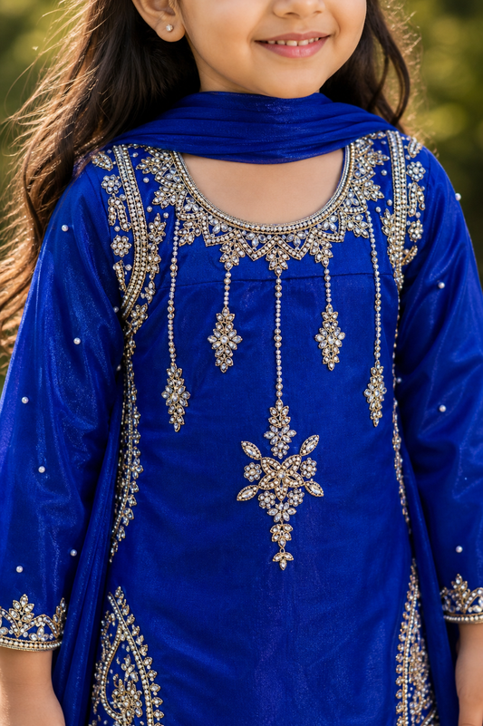 chandsharara in royal blue 2-9 yrs kme012c1