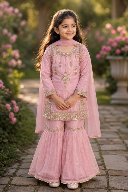 chandsharara in baby pink 2-9 yrs kme012c0