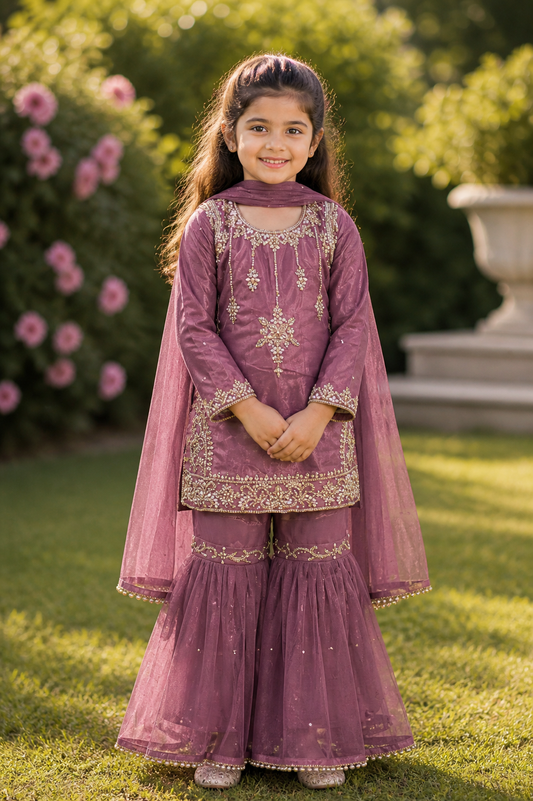 chandsharara in dark lilac 2-9 yrs kme012c4