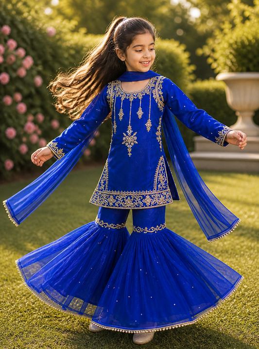 chandsharara in royal blue 2-9 yrs kme012c1