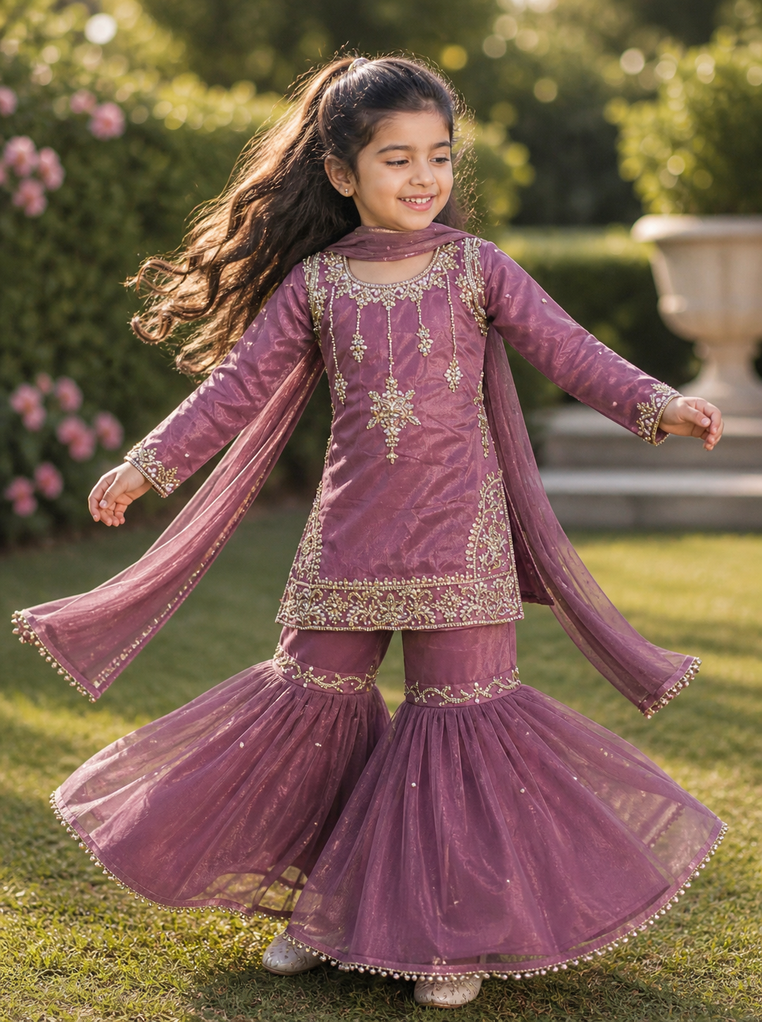 chandsharara in dark lilac 2-9 yrs kme012c4