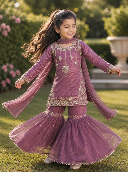 chandsharara in dark lilac 2-9 yrs kme012c4