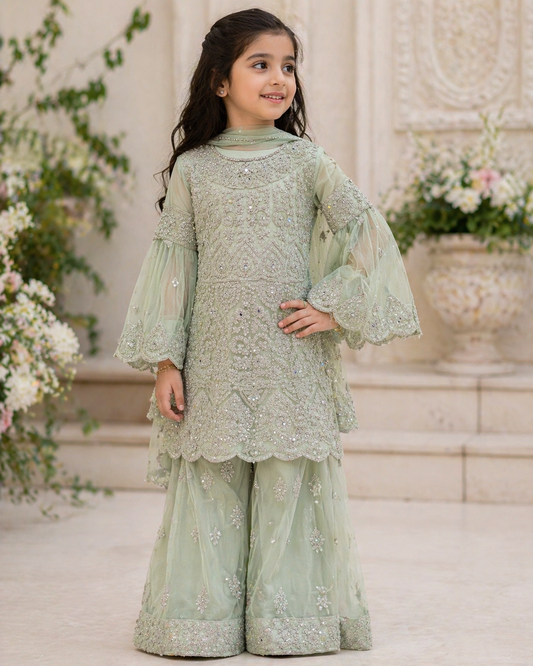 Meher in mint green 4-9 YRS KMO003C0