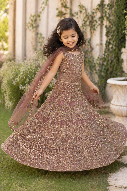 SUNEHRIPARI IN DUSTY PINK 4-9 YRS KMO002C11