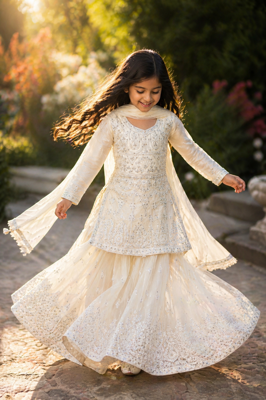 DEVANGI IN WHITE 3-9 YRS KME000C8