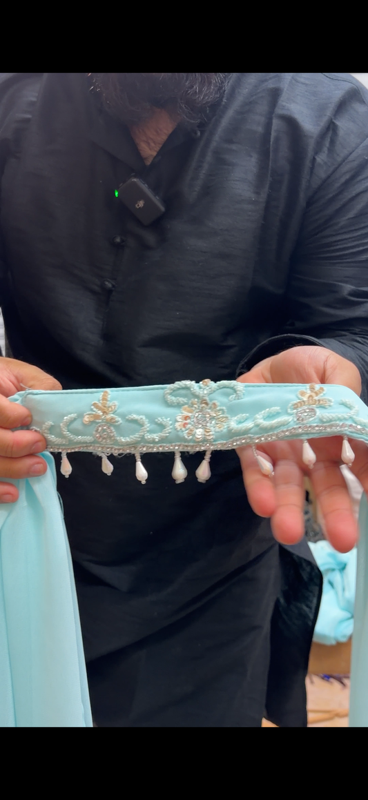 New Sky blue choker dupatta 90s y2k set