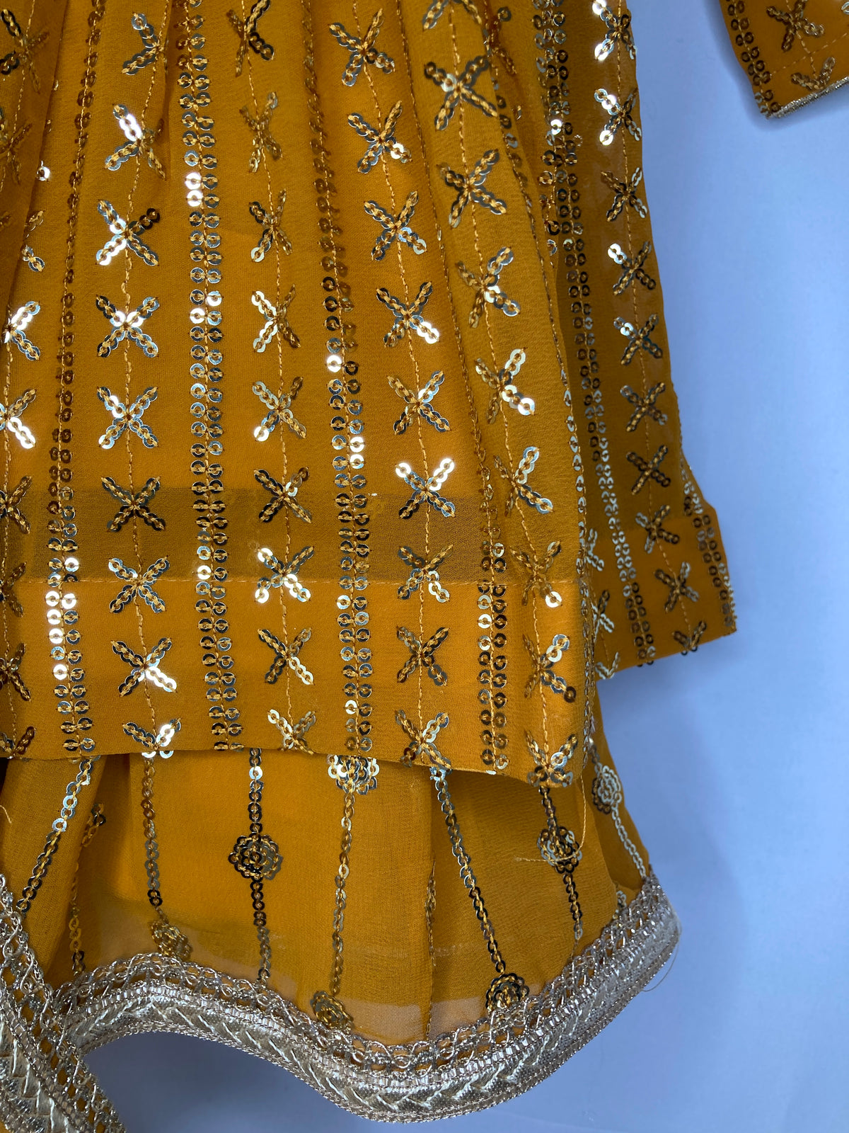 Girls mustard Gharara Suit – Kids Pakistani Eid Outfit – Traditional Party Wear for Toddlers & Girls kb013c2