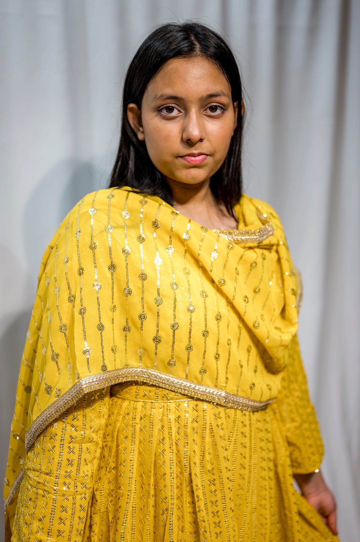 Mustard Yellow Gharara Suit for Women – Pakistani Mehndi Outfit – Embroidered Party WearKBC013C14
