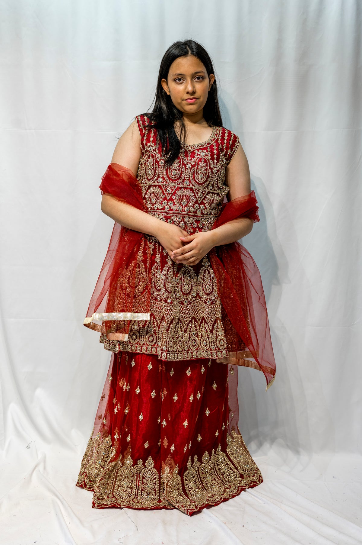 Maroon Embroidered Gharara Suit for Women – Pakistani Wedding & Party Wear Outfit KMO014C0