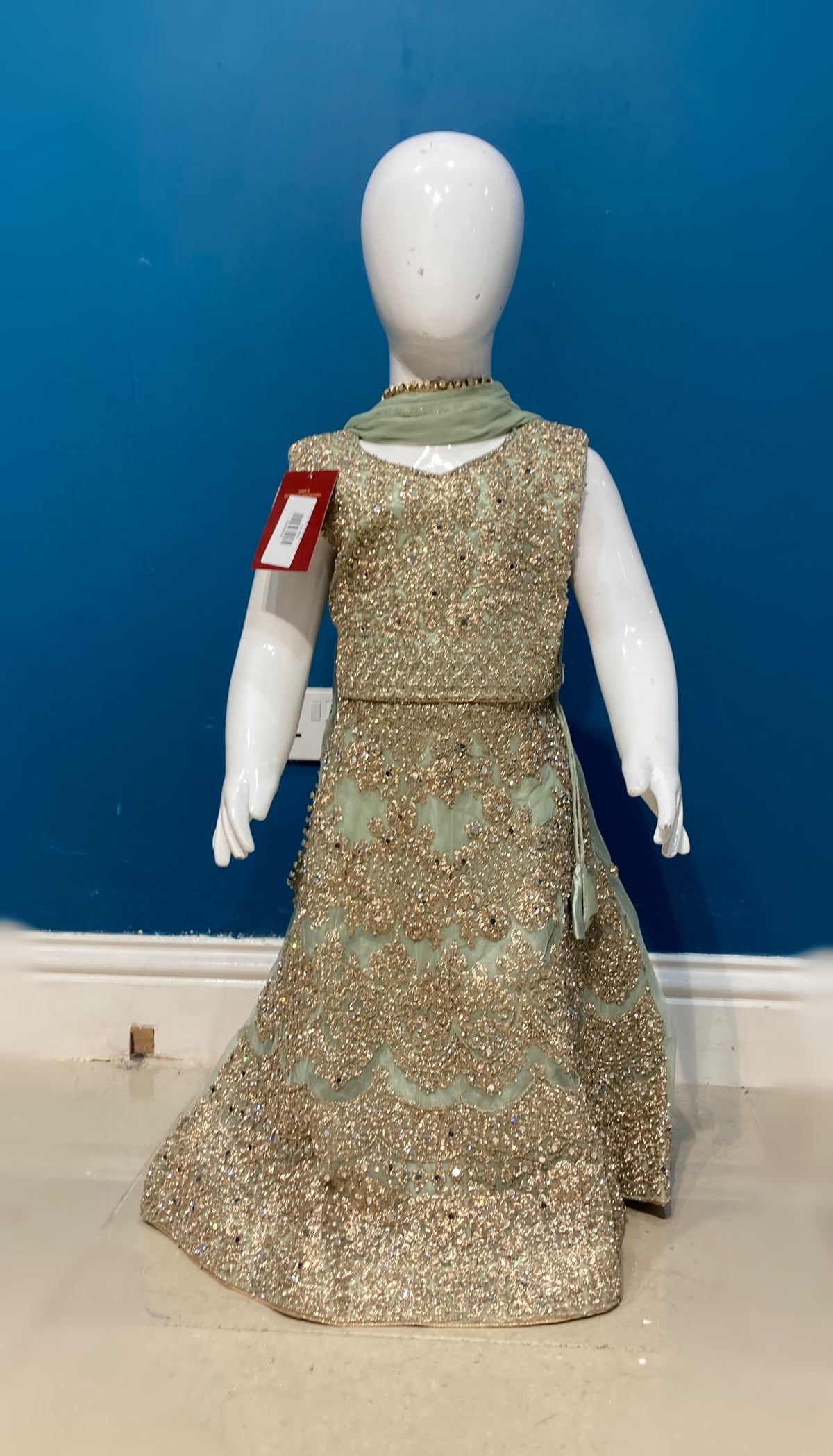 Sunehripari in mint green 1-4 yrs KMO002C8