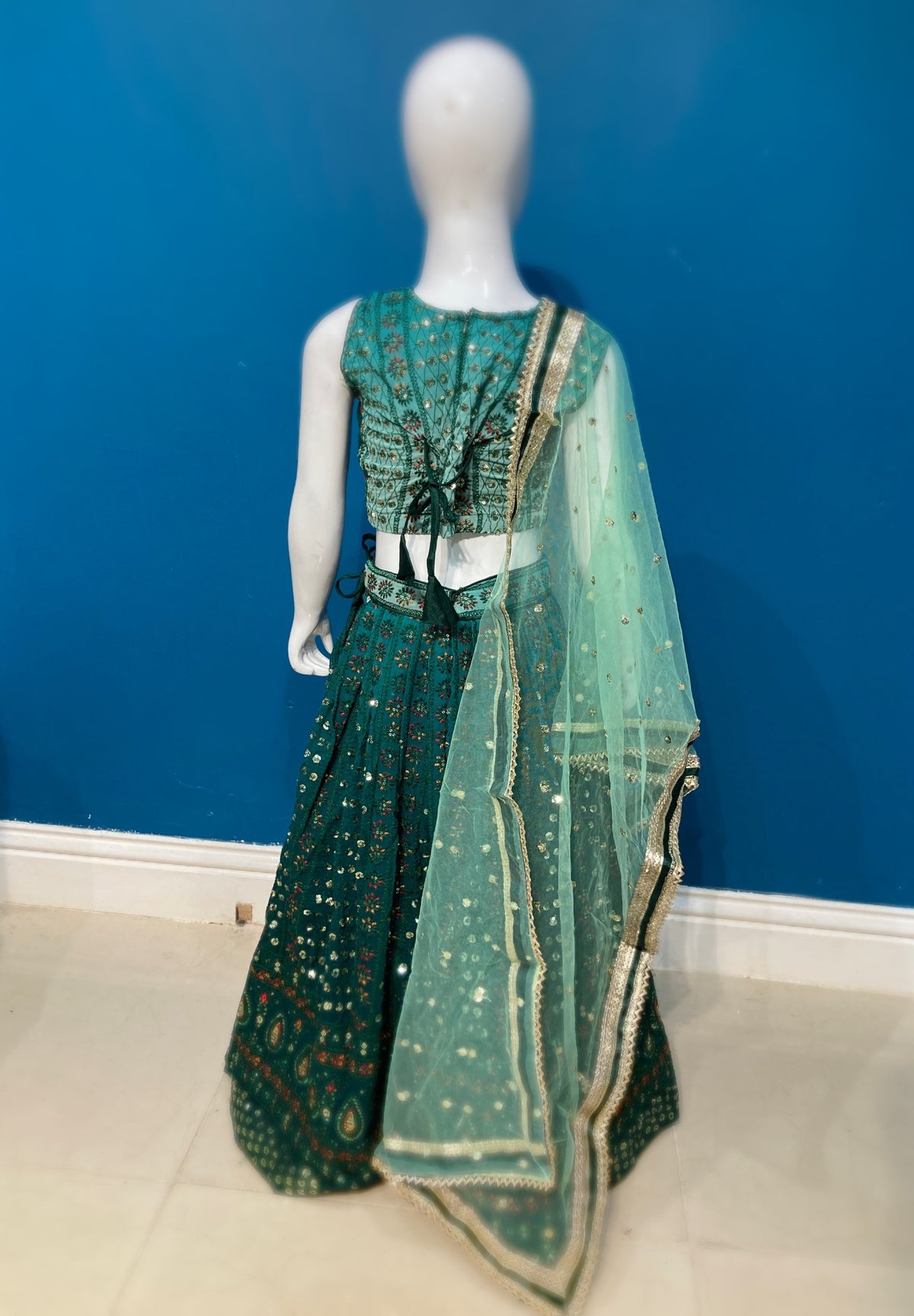 girls Navy blue sequins multicololur Lehenga Choli – Kids Pakistani Wedding & Eid Outfit  KAF015C0