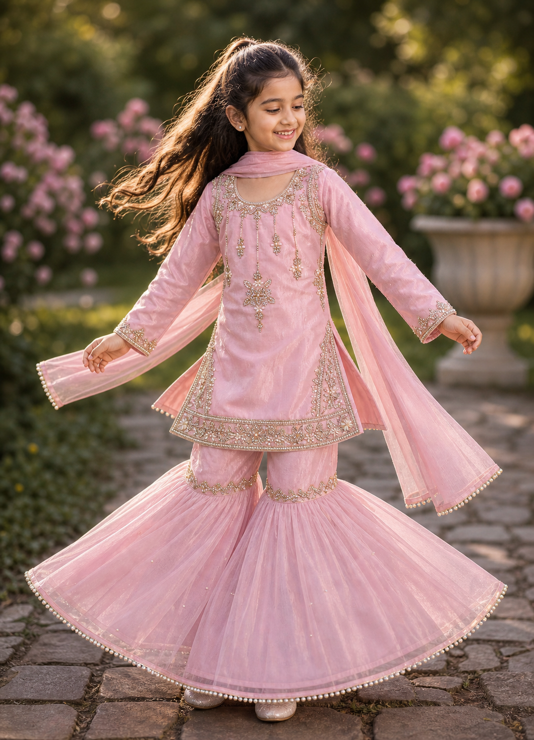 chandsharara in baby pink 2-9 yrs kme012c0