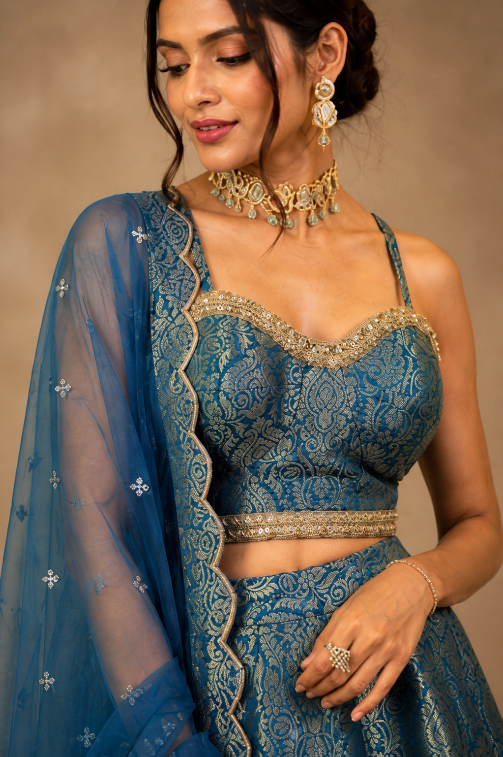 Sky Blue Embroidered Lehenga Choli – Indian Wedding Guest Outfit – Designer Party Wear with Dupatta