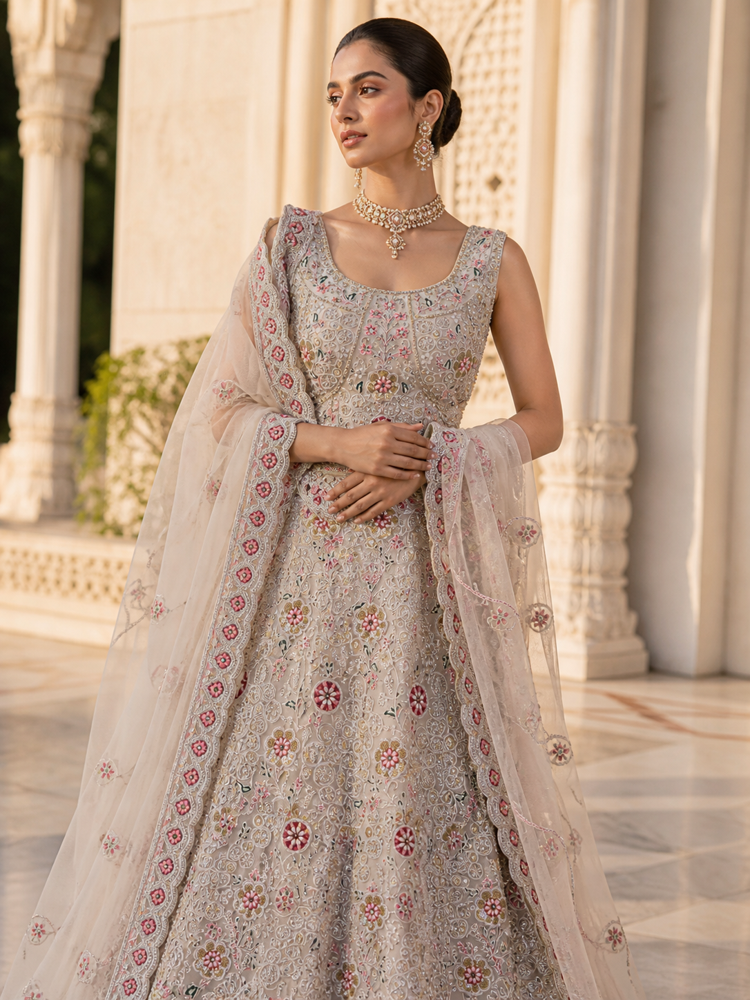 off white traditional indian peacock lehenga